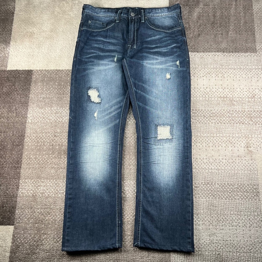 Buffalo David Bitton Driven Straight Jeans Dark Wash Mens 32x32 Whiskered